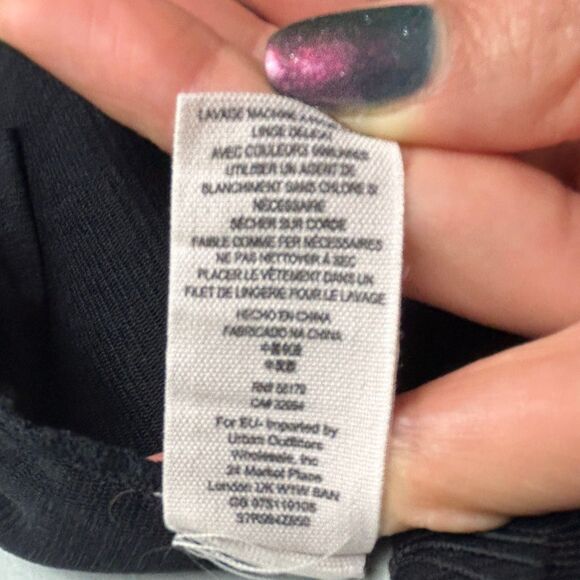 Free People Sheer Lace Mini Dress Black Tiered Flowy Ruffles Whimsigoth sz S - Picture 15 of 15